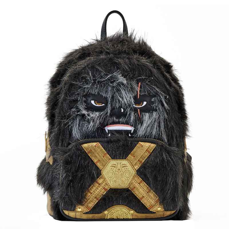 Image of mini backpack and wallet featuring the character Krrsantan from Star Wars in fuzzy details